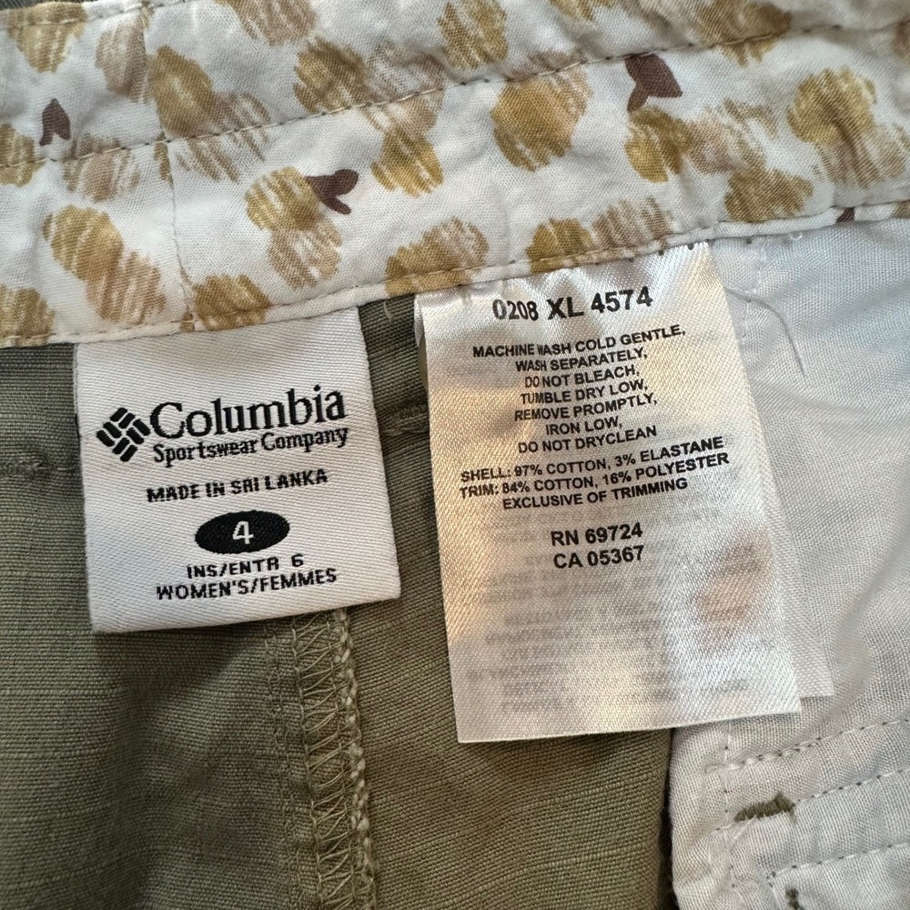 Columbia‎ Cargo Shorts Women 4 Sage Green Stretch Cotton Hiking Utility Gorpcore - Picture 5 of 16